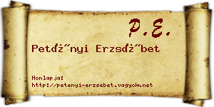 Petényi Erzsébet névjegykártya
