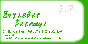 erzsebet petenyi business card